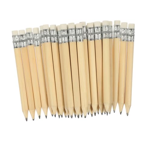 POPETPOP 100 Stück Bleistifte Mit Radiergummis: 10 Cm/3,93 Zoll Kurze, Runde Holzbleistifte – Holzbleistift Zum Schreiben Von Schulbedarf – Handschriftstift – Schreibwarenzubehör von POPETPOP