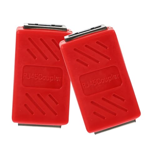 POPETPOP 2 Stück Kupplungsstecker Gigabit Dual Crimpen Im Freien Netzwerk Cat-6-kupplung Cat6- Koppler Verlängerung Hoch Duplex Kabel Ethernet-anschlüsse Rot Abs von POPETPOP