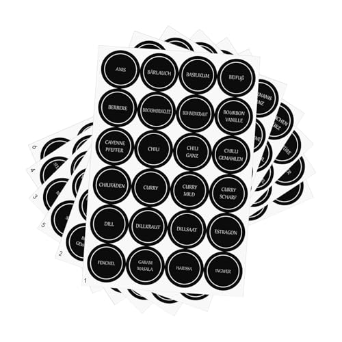 POPETPOP 6 Blätter Geschmacksaufkleber Etiketten für Gewürze Etiketten für Küchenvorräte minimalistische Etiketten für Gewürzdosen Etikett für Einmachgläser Black von POPETPOP
