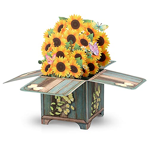 Sonnenblumen Pop Up Karte, 3D Geburtstagskarte für Frauen, Oma, Mutter, Ehefrau, Muttertag, Pop Up Blumen-Grußkarten, Jahrestag, Denken, Dankeskarte IT von POPGIFTU