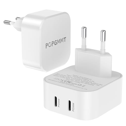 2er-Pack 35W USB C Ladegerät,USB‑C Power Adapter,2 Ports USB C Adapter,Schnellladegerät Netzteil für iPhone 15/15 Pro/14/14 Pro/13/13 Pro/11/12,iPad Pro/Air/Mini,Samsung Galaxy S22 S21 S20,Pixel 4/3 von POPGMMT