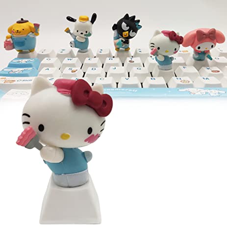 Hello Kitty Sanrio Tastenkappen japanische Anime weiße Katze Tastenkappen, kompatibel mit Cherry MX Switches benutzerdefinierte Gaming mechanische Tastatur (Hello Kitty) von POPKEEY