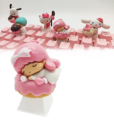 POPKEEY Sanrio Little Twin Stars Tastenkappen, japanisches Anime, weiß, kompatibel mit Cherry MX Schaltern, benutzerdefinierte mechanische Gaming-Tastatur (Lala) von POPKEEY