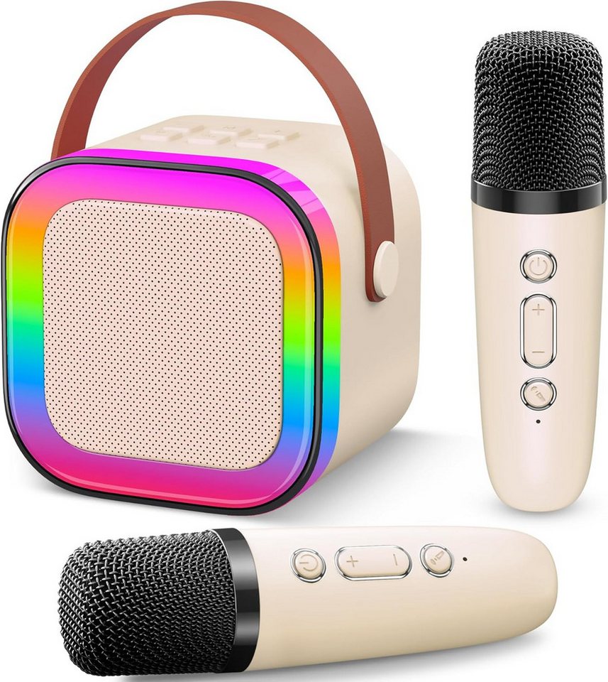 POPOLIC Karaoke Maschine für Kinder, Mini Karaoke Maschine mit 2 Mikrofonen Bluetooth-Lautsprecher (tragbarer Bluetooth-Lautsprecher mit LED-Lichtern und Stimmeffekten) von POPOLIC