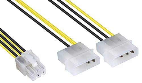 POPPSTAR 1x 15 cm PCI-Express Y Grafikkarten-Stromkabel (Stromstecker 2x 4-pol Molex Buchse (w) auf PCIe 6-polig (m)), Y-Adapter für Stromversorgung von POPPSTAR