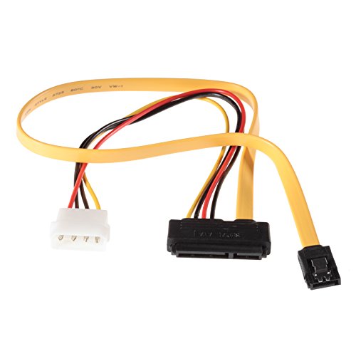 POPPSTAR 1x Sata 3 HDD SSD Dualkabel (bis zu 6 GBit/s), Y-Kabel Stromadapter - Datenkabel (50cm) und Stromkabel (30cm), gelb von POPPSTAR