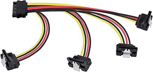 POPPSTAR 20cm SATA Stromkabel Adapter (vierfach) (Sata Kabel Stromadapter - 1x Stecker (m) auf 4x Buchse (w) gewinkelt) von POPPSTAR