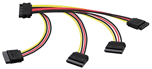 POPPSTAR 20cm SATA Stromkabel Adapter (vierfach) (Sata Kabel Stromadapter - 1x Stecker (m) auf 4x Buchse (w)) von POPPSTAR