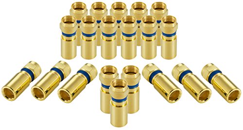 POPPSTAR 20x SAT F-Quick Mount Stecker, F-Kompressionsstecker für Koaxial-Kabel, Antennenkabel, Satellitenkabel bis 7,5mm,Witterungsbeständig, vergoldet von POPPSTAR