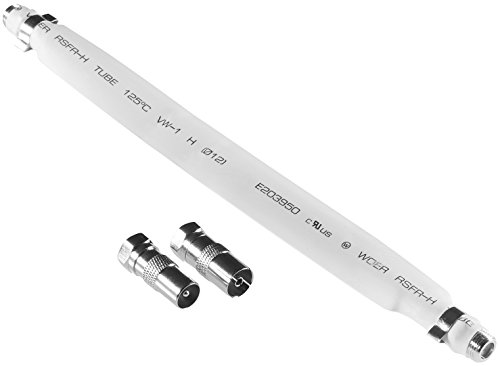 POPPSTAR 21,5cm SAT Fensterdurchführung (2 mm Fensterdurchführung SAT Kabel flach), 2x F-Stecker (1x auf Antennenstecker, 1x auf Antennenbuchse), weiß von POPPSTAR