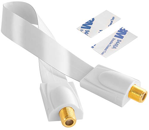 POPPSTAR 28cm SAT Fensterdurchführung (0,2 mm Fensterdurchführung SAT Kabel sehr flach), Kupplung (F-Stecker), vergoldete Kontakte, 2 Klebepads, weiß von POPPSTAR