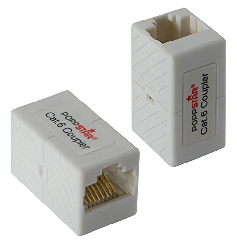 POPPSTAR 2X Adapter RJ45 Kupplung Cat6 (2X Buchse, 8-polig, geschirmt), Ethernetkabel Verbinder - Netzwerkkoppler für Patchkabel, DSL LAN Kabel, Netzwerkkabel, Modular UVM. von POPPSTAR