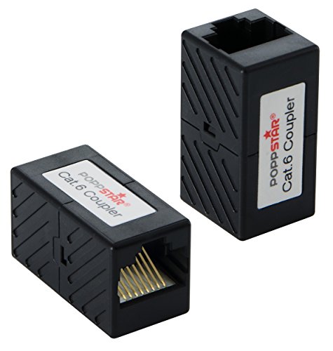 Poppstar 2X Adapter RJ45 Kupplung Cat6 (2X Buchse, 8-polig, geschirmt), Ethernetkabel Verbinder - Netzwerkkoppler für Patchkabel, DSL LAN Kabel, Netzwerkkabel, Modular UVM. von POPPSTAR