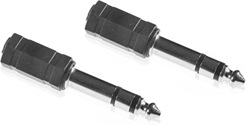 POPPSTAR 2X Audio Adapter Kupplung (Klinke 3,5 mm Buchse auf 6,3 mm Stecker), Klinkenkupplung für Klinkenkabel - Stereo Aux Kabel Koppeln, silbern von POPPSTAR