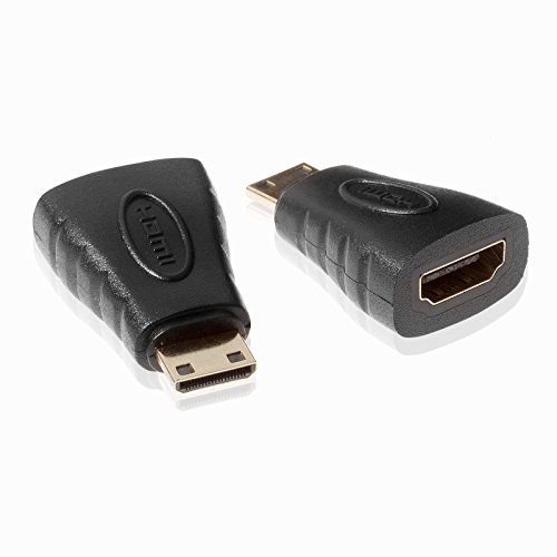 POPPSTAR 2X HDMI Adapter (Mini HDMI Stecker auf HDMI Buchse, Full HD 1080p, 4k UHD 2160p), Übertragung von Daten und Videos, schwarz, vergoldete Kontakte von POPPSTAR