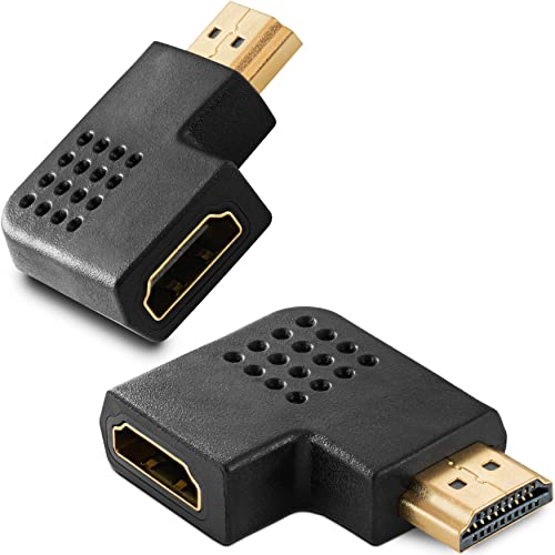 POPPSTAR 2X HDMI Winkelstecker 270 Grad horizontal (TV Winkeladapter Eck, Stecker auf Buchse, 4k UHD 2160p), Winkel Adapter für Verlängerung Kabel, vergoldete Kontakte von POPPSTAR