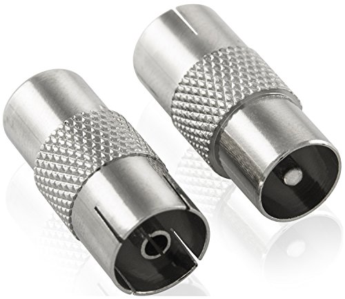 POPPSTAR 2x SAT-Adapter (IEC Antennenbuchse auf Antennenstecker) für Koaxialkabel - Antennenkabel, silbern von POPPSTAR