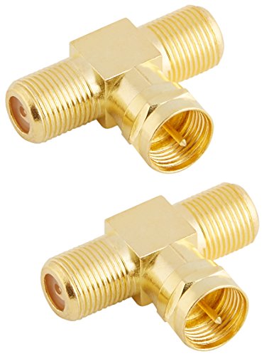 POPPSTAR 2x SAT TV Coax Verteiler T-Stück (2x F-Buchse auf 1x F-Stecker), F-Adapter Antennenkabel Adapter Splitter für Koaxialkabel - Antennenkabel (Antennenadapter Kupplung), vergoldete Kontakte von POPPSTAR