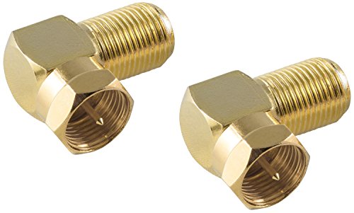 POPPSTAR 2x SAT-Winkel-Adapter (Antennen Winkeladapter 90 Grad gewinkelt) (Coax F-Kupplung auf F-Stecker) Winkelstecker für Koaxialkabel - Antennenkabel, vergoldet von POPPSTAR