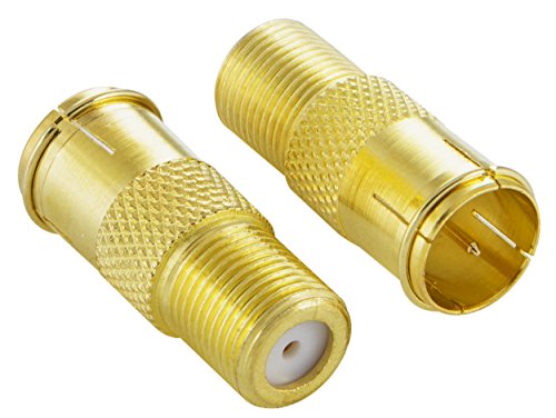 POPPSTAR 2x SAT F-Quickstecker (Coax Schnellverbinder: F-Buchse auf F-Stecker) Kupplung für Koaxialkabel - Antennenkabel, vergoldet von POPPSTAR