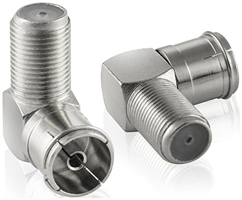 POPPSTAR 2x SAT-Winkel-Adapter (Antennen Winkeladapter 90 Grad gewinkelt) (Coax F-Buchse auf IEC Antennenbuchse) Winkelstecker für Koaxialkabel - Antennenkabel von POPPSTAR