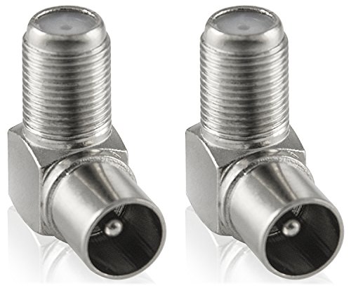 POPPSTAR 2x SAT-Winkel-Adapter (Antennen Winkeladapter 90 Grad gewinkelt) (Coax F-Buchse auf IEC Antennenstecker) Winkelstecker für Koaxialkabel - Antennenkabel von POPPSTAR