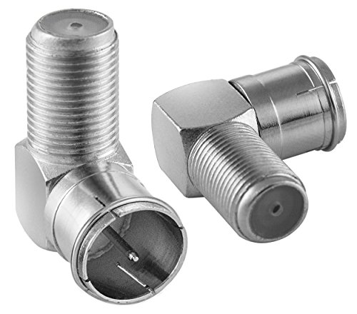 POPPSTAR 2x SAT-Winkel-Adapter (Antennen Winkeladapter 90 Grad gewinkelt) (Coax Quickstecker: F-Buchse auf F-Stecker) Winkelstecker für Koaxialkabel - Antennenkabel von POPPSTAR