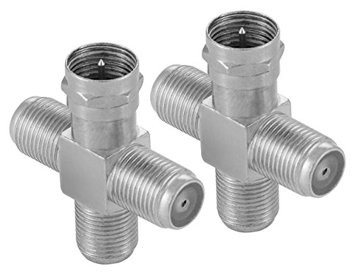 Poppstar 2X Sat TV Coax Verteiler Kreuz-Stück (3X F-Buchse auf 1x F-Stecker) Antennen Splitter Adapter für Koaxialkabel, Antennenkabel, silbern von POPPSTAR