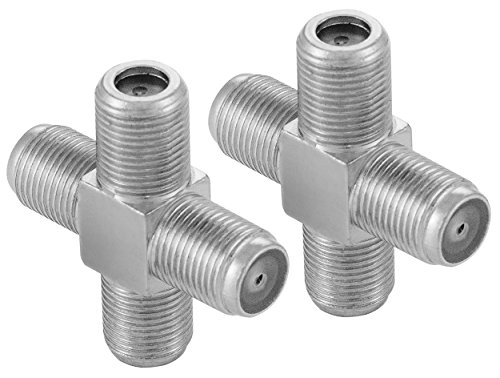 POPPSTAR 2x Sat TV Coax Verteiler Kreuz-Stück (4x F-Buchse) Antennen Splitter Adapter für Koaxialkabel, Antennenkabel, silbern von POPPSTAR