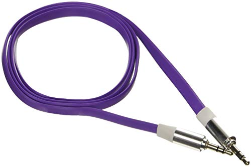 POPPSTAR 3,5mm Flachband Audio Klinken-Kabel 1m Stereo für Smartphone Handy Tablet für das Auto vergoldete Kontakte lila von POPPSTAR