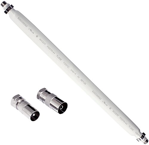 POPPSTAR 31,5cm SAT Fensterdurchführung (2 mm Fensterdurchführung SAT Kabel flach), 2x F-Stecker (1x auf Antennenstecker, 1x auf Antennenbuchse), weiß von POPPSTAR