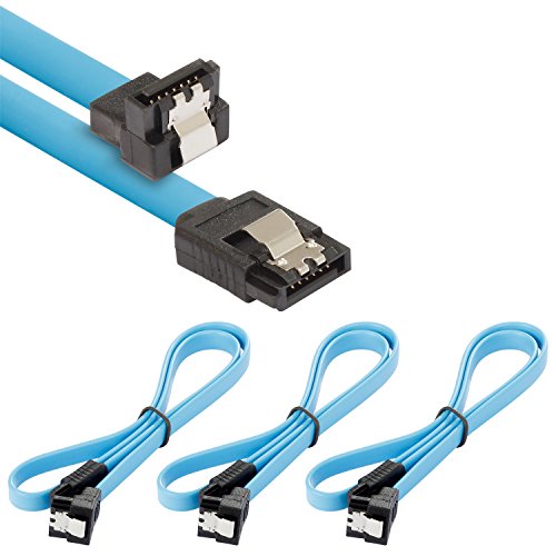 POPPSTAR 3x SATA Kabel SSD/HDD (0,5m SSD Datenkabel/SATA 3 Kabel SSD, gerade Stecker auf gewinkelt) bis zu 6 Gbit/s, blau von POPPSTAR
