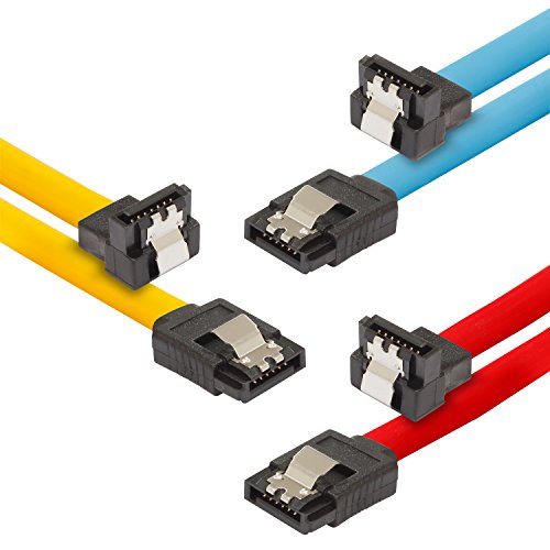 POPPSTAR 3x SATA Kabel SSD/HDD (0,5m SSD Datenkabel/SATA 3 Kabel SSD, gerade Stecker auf gewinkelt) bis zu 6 Gbit/s, gelb, rot, blau von POPPSTAR