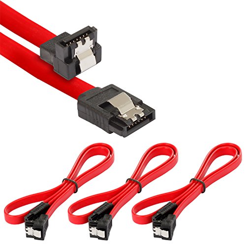 POPPSTAR 3x SATA Kabel SSD/HDD (0,5m SSD Datenkabel/SATA 3 Kabel SSD, gerade Stecker auf gewinkelt) bis zu 6 Gbit/s, rot von POPPSTAR