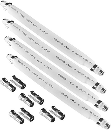 POPPSTAR 4x 21,5cm SAT Fensterdurchführung (2 mm Fensterdurchführung SAT Kabel flach), 8x F-Stecker (4x auf Antennenstecker, 4x auf Antennenbuchse), weiß von POPPSTAR