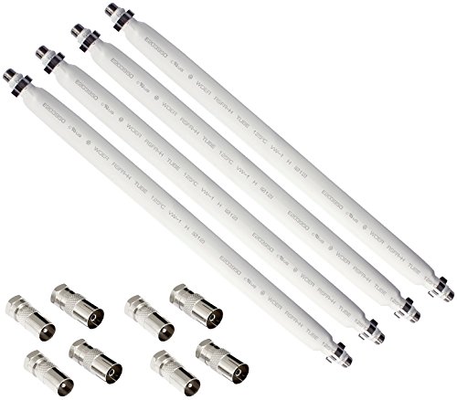 Poppstar 4x 31,5cm SAT Fensterdurchführung, Türdurchführung (flach 2 mm) für Koax Kabel Kupplung, 8x F-Stecker (4x auf Antennenstecker, 4x auf Antennenbuchse), weiß von POPPSTAR