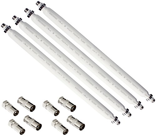 POPPSTAR 4x 31,5cm SAT Fensterdurchführung (2 mm Fensterdurchführung SAT Kabel flach), 8x F-Stecker (4x auf Antennenstecker, 4x auf Antennenbuchse), weiß von POPPSTAR