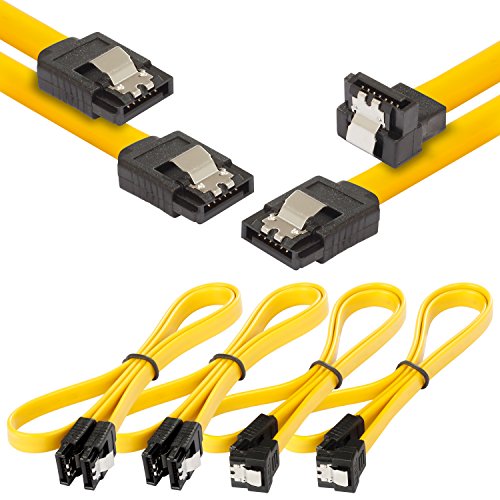 POPPSTAR 4x SATA Kabel SSD/HDD (0,5m SSD Datenkabel/SATA 3 Kabel SSD, 2x gerade Stecker - 2x gerade auf gewinkelt) bis zu 6 Gbit/s, gelb von POPPSTAR