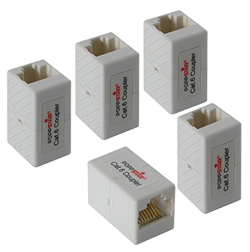 POPPSTAR 5X Adapter RJ45 Kupplung Cat6 (2X Buchse, 8-polig, geschirmt), Ethernetkabel Verbinder - Netzwerkkoppler für Patchkabel, DSL LAN Kabel, Netzwerkkabel, Modular UVM. von POPPSTAR