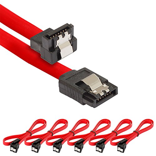 POPPSTAR 6x SATA Kabel SSD/HDD (0,5m SSD Datenkabel/SATA 3 Kabel SSD, gerade Stecker auf gewinkelt) bis zu 6 Gbit/s, rot von POPPSTAR