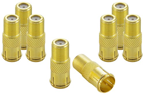 POPPSTAR 8x SAT F-Quickstecker (Coax Schnellverbinder: F-Buchse auf F-Stecker) Kupplung für Koaxialkabel - Antennenkabel, vergoldet von POPPSTAR