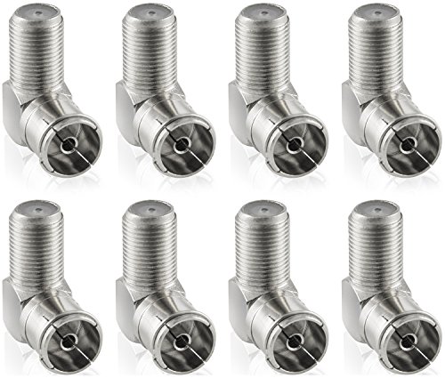 POPPSTAR 8x SAT-Winkel-Adapter (Antennen Winkeladapter 90 Grad gewinkelt) (Coax F-Buchse auf IEC Antennenbuchse) Winkelstecker für Koaxialkabel - Antennenkabel von POPPSTAR