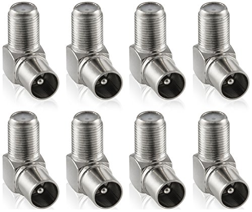 POPPSTAR 8x SAT-Winkel-Adapter (Antennen Winkeladapter 90 Grad gewinkelt) (Coax F-Buchse auf IEC Antennenstecker) Winkelstecker für Koaxialkabel - Antennenkabel von POPPSTAR