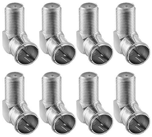 POPPSTAR 8x SAT-Winkel-Adapter (Antennen Winkeladapter 90 Grad gewinkelt) (Coax Quickstecker: F-Buchse auf F-Stecker) Winkelstecker für Koaxialkabel - Antennenkabel von POPPSTAR