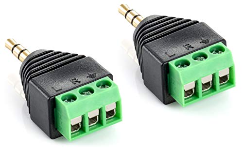 POPPSTAR Audio Klinkenstecker (Adapter 3,5mm Klinke männlich auf 3-pin Terminal Block), 2 Stück von POPPSTAR