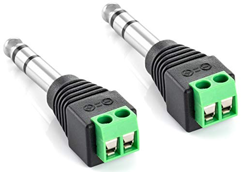 POPPSTAR Audio Klinkenstecker (Adapter 6,35mm Klinke Stereo männlich auf 2-pin Terminal Block), 2 Stück von POPPSTAR