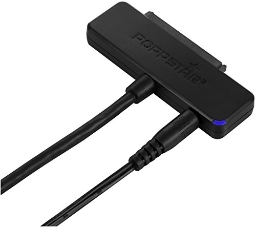 POPPSTAR Festplatten-Adapter (USB 3.1 Gen 1 Typ A) Sata USB Kabel mit Netzteil für externe Festplatten (SSD, HDD, 2,5 u. 3,5 Zoll) an PC Notebook, UASP Support, bis zu 10 Gb/s, Kabellänge 1m von POPPSTAR