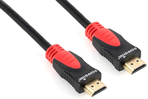 POPPSTAR HDMI Kabel 2.0 (3-fach geschirmt, 3D, 4K Ultra HD 2160p, Full HD 1080p, ARC, High Speed with Ethernet), 24k vergoldete Kontakte, 3m von POPPSTAR