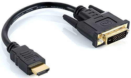POPPSTAR HDMI Stecker auf DVI Stecker (Adapter 19 Pin Stecker auf 24+1 (DVI-D) Stecker), vergoldete Kontakte, 12 cm Kabel von POPPSTAR