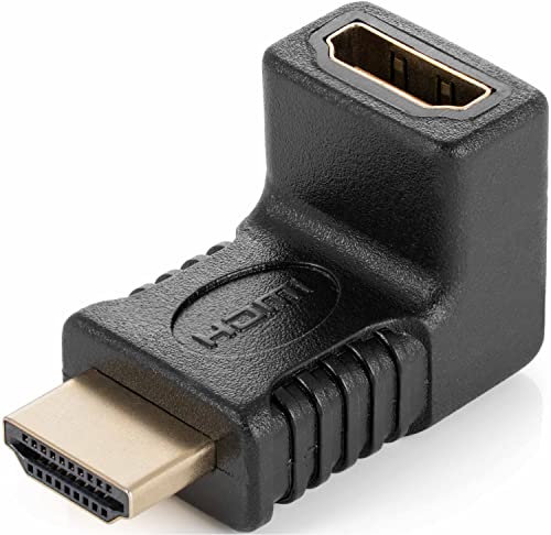 POPPSTAR HDMI Winkelstecker 90 Grad (TV Winkeladapter Eck, Stecker auf Buchse), 4k UHD 2160p, vergoldete Kontakte von POPPSTAR